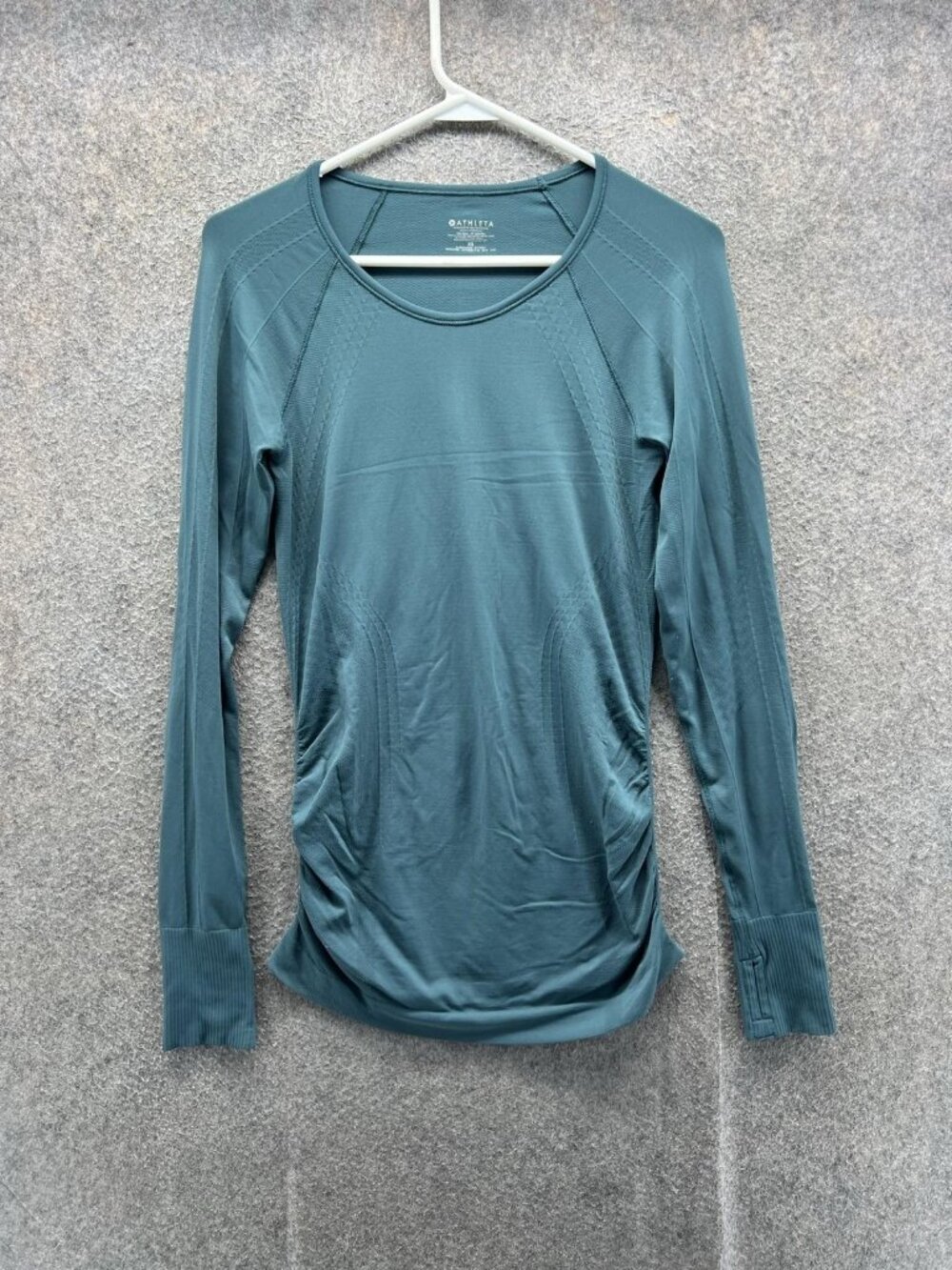 Athleta Shirt Womens XS Green Long Sleeve Crew Neck Seamless Athletic Top